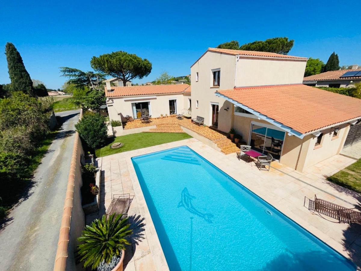 Annexe Des Pins - Studio Gite Avec Piscine & Climatisation Villeneuve-lès-Béziers Exteriér fotografie